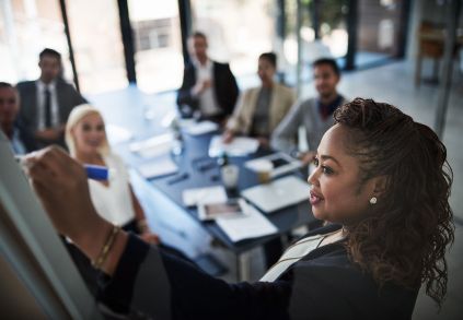 Cropped shot of a businesswoman giving a presentation in the boardroom